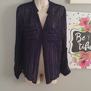 Beautiful Blue/ gold  Francesca's  top